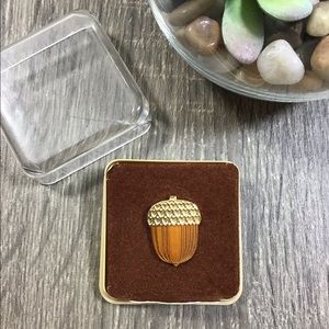 HALLMARK Gold Acorn Cloisonne Pin Fall